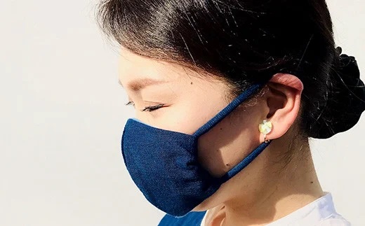 手作り 藍染のガーゼマスク 大人用 Sサイズ マスク 綿100%