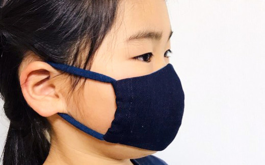 手作り 藍染のガーゼマスク 子供用 マスク 綿100%