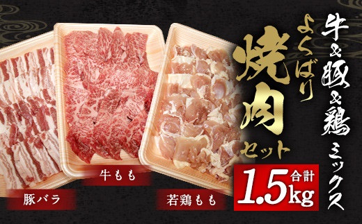 牛&豚&鶏 ミックス よくばり 焼肉 セット 各500g 計1.5kg