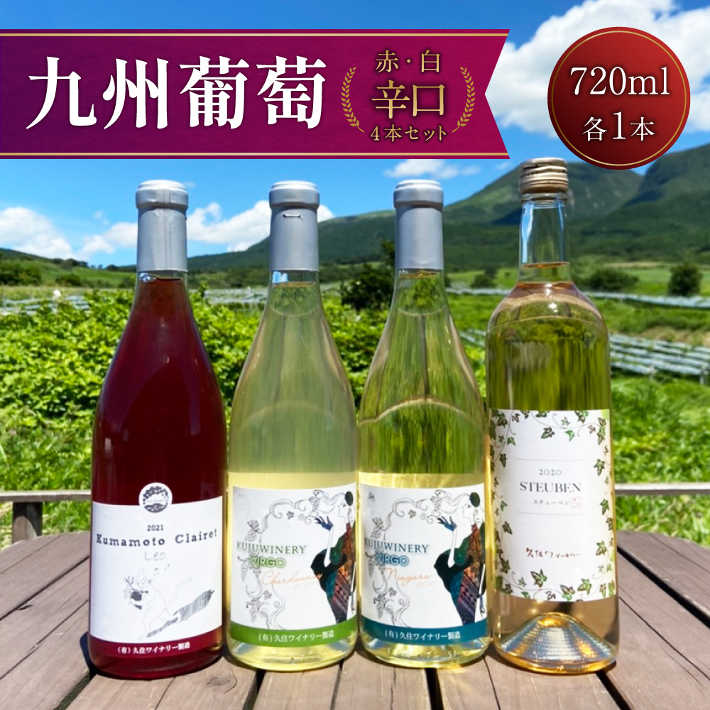 久住ワイナリーの九州葡萄 ワイン 赤 白 辛口（720ml×4本セット）
