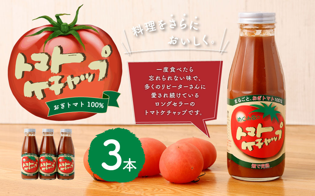 【めぐみ会】 トマトケチャップ 3本セット